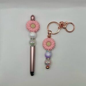 Stylus(w/pen) and Keychain Set in rose gold